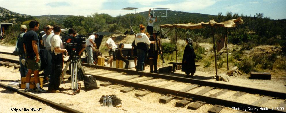 Aizea production crew working beside the railroad at Campo